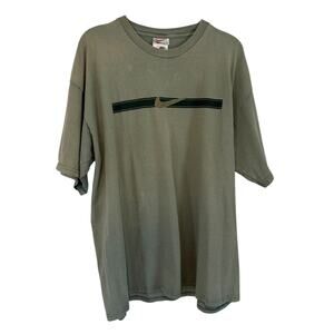 Vintage Nike Olive Green Swoosh T-Shirt XL Cotton 90s‎ Y2K